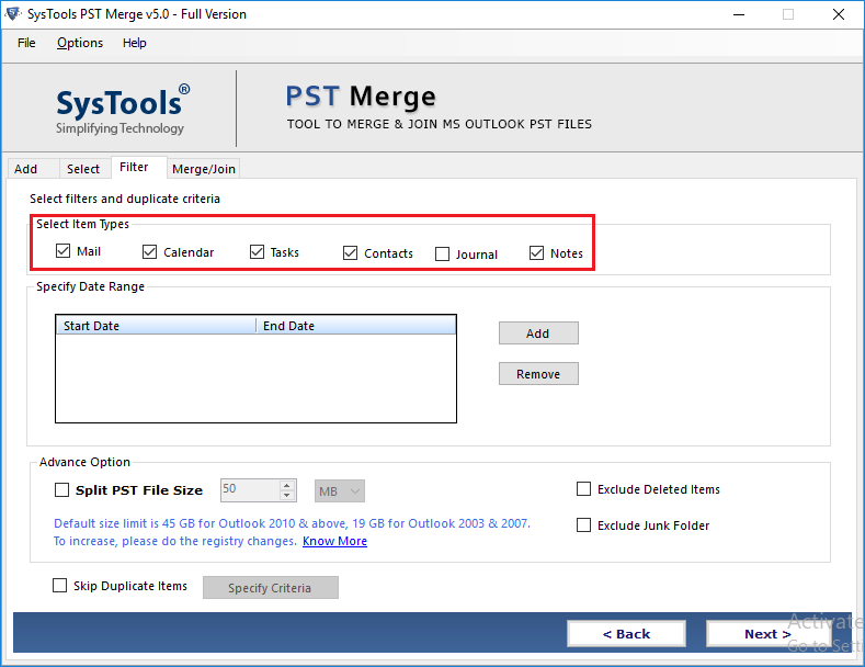 Merge Password Protected PST Files