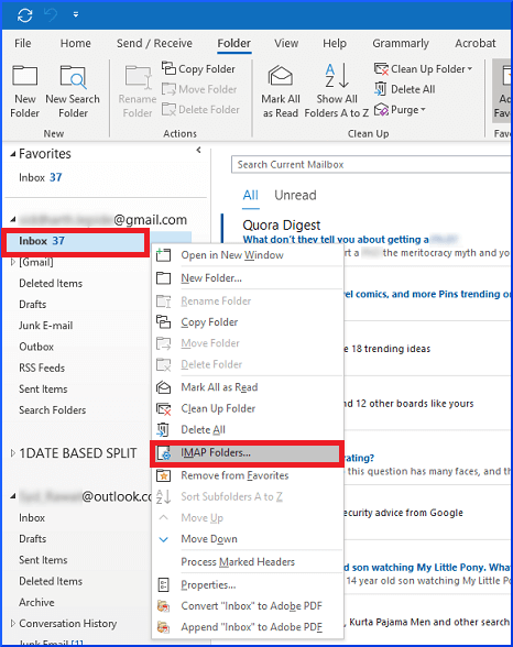 Outlook IMAP Folders