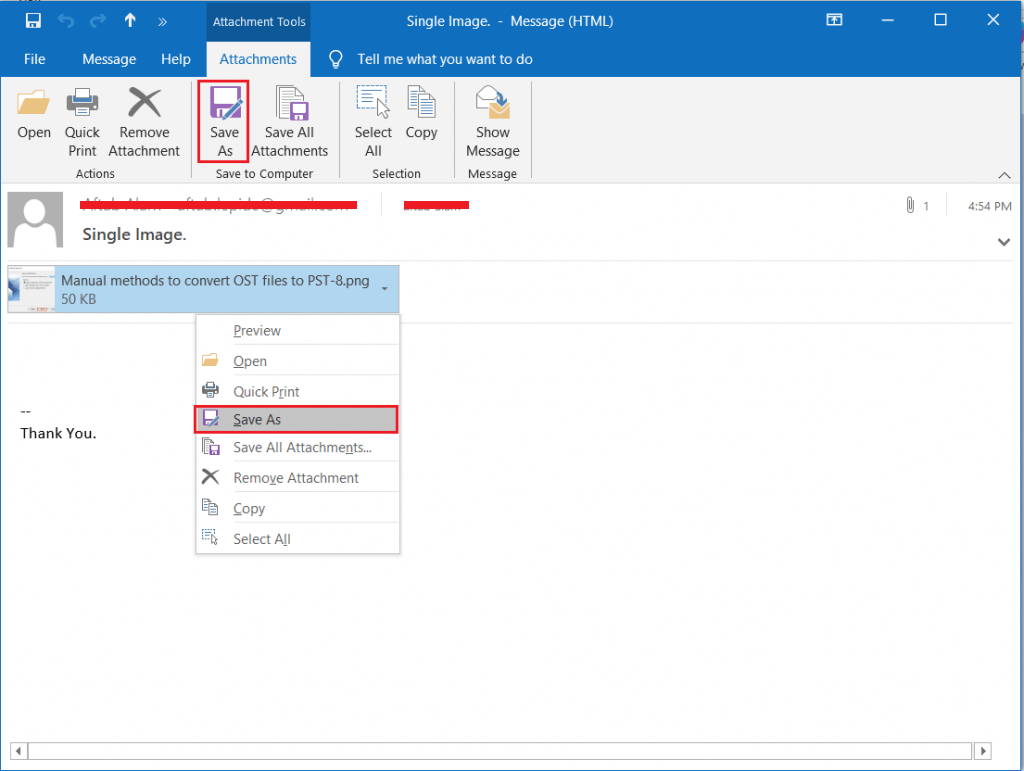 Save Outlook Email