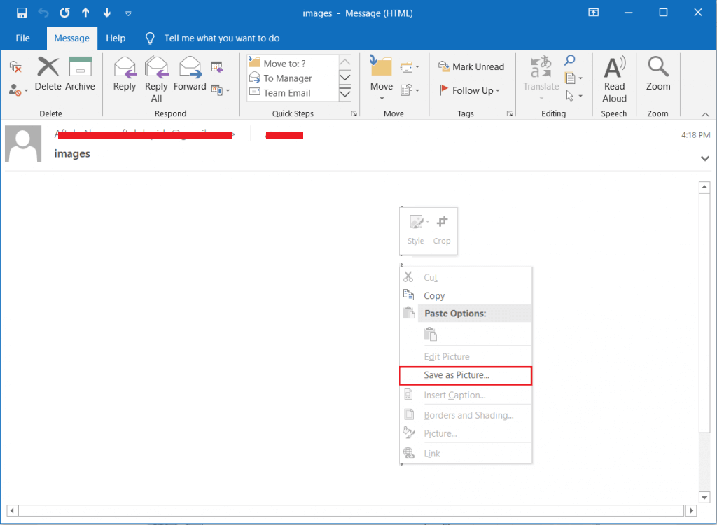 Save Outlook Image