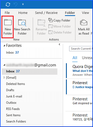 Outlook 2010 IMAP Account Folder