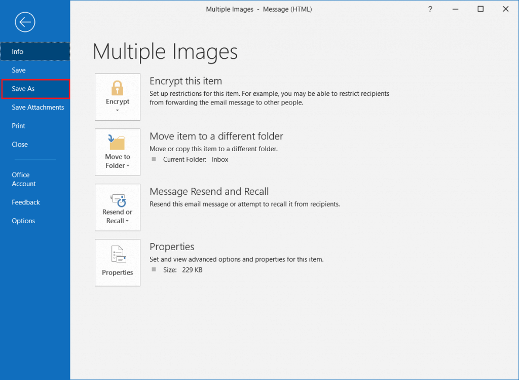 Save as Outlook Images