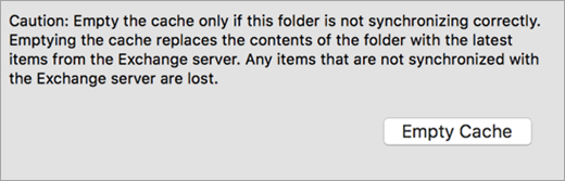 Cache Option for Solve Mac Outlook Not Syncing with Exchange Server Issue
