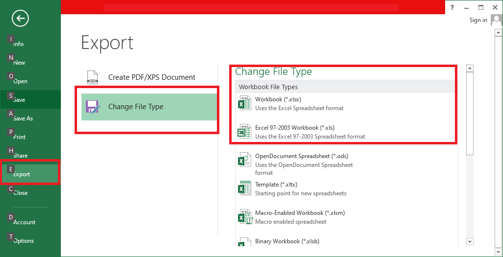 Change File Type to Open Excel File