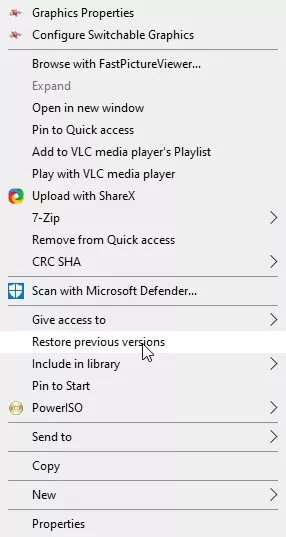 restore previous version