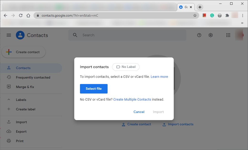 select CSV file