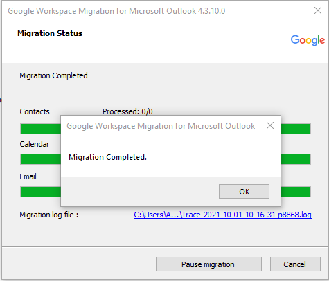 pst to gmail migration completed