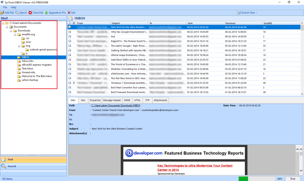 normal mail view