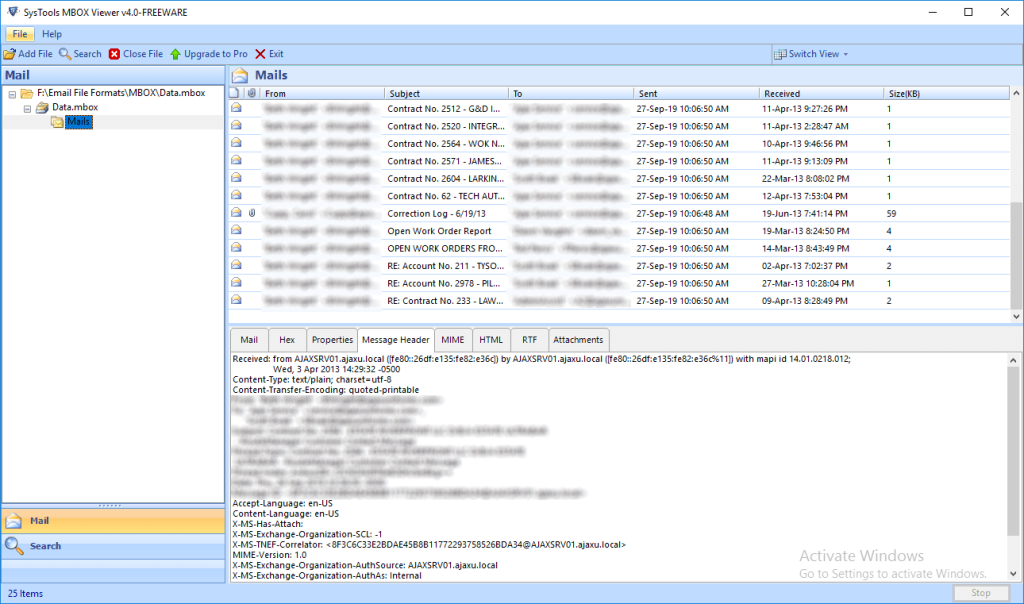 message header view