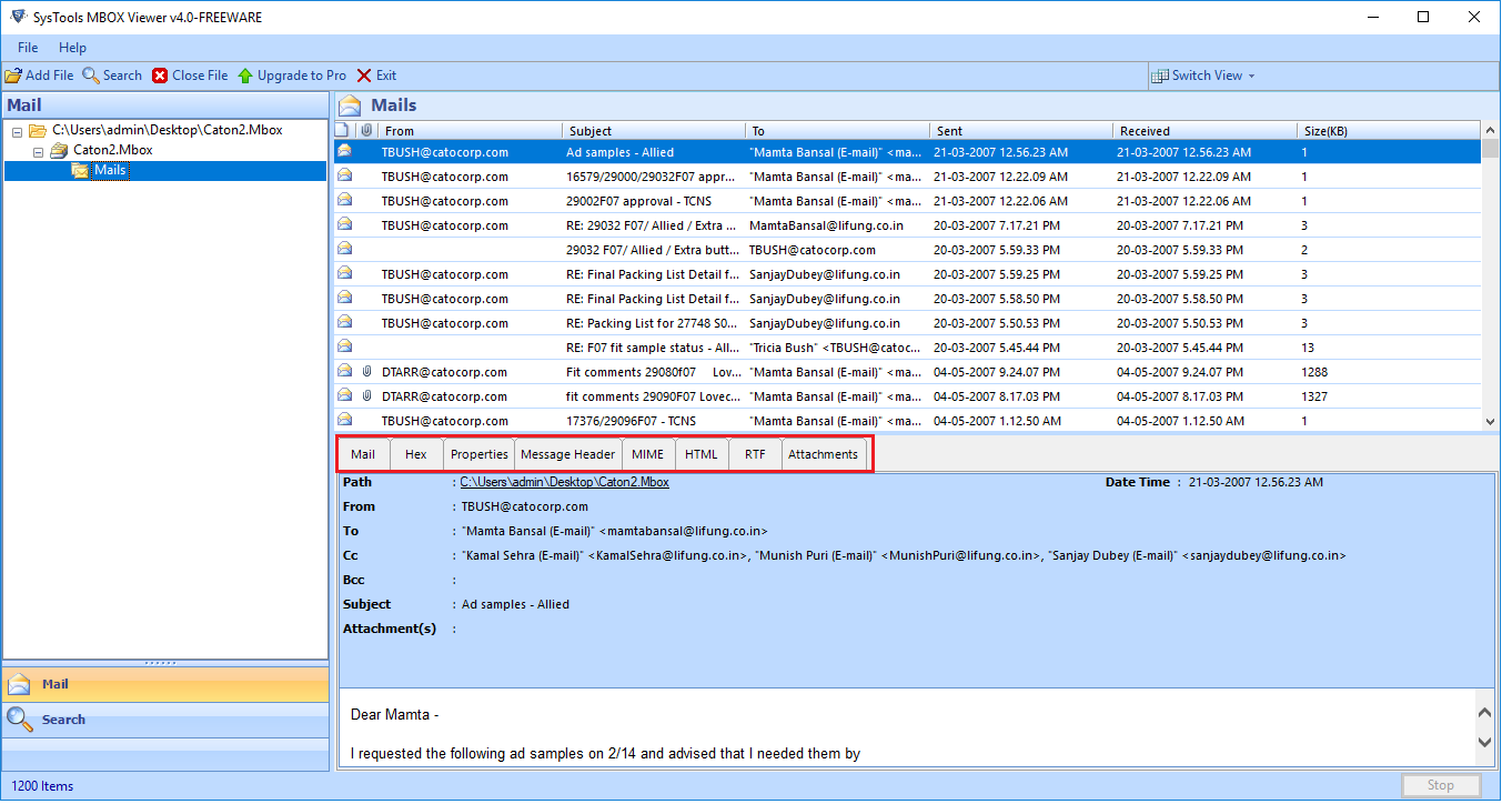 explore mbox file