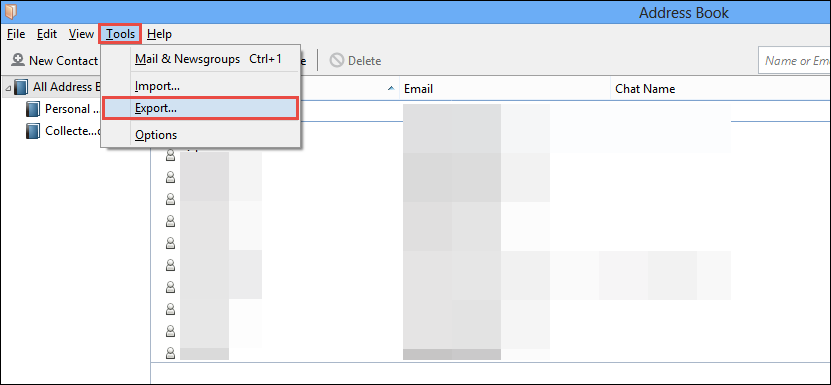extract all email addresses from thunderbird
