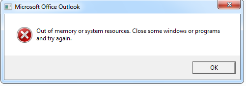 Outlook Out of Memory Error