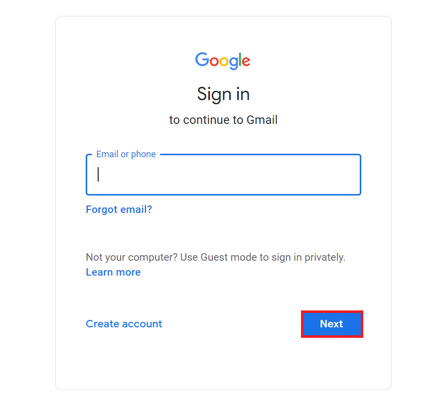 login Gmail account