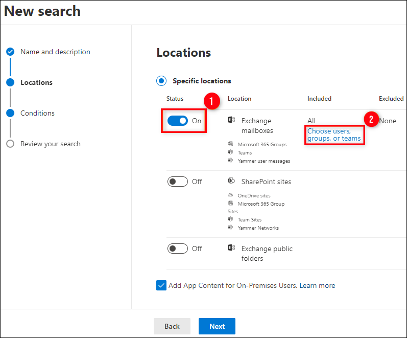 click on the new search to export Office 365 mailbox to pst file format