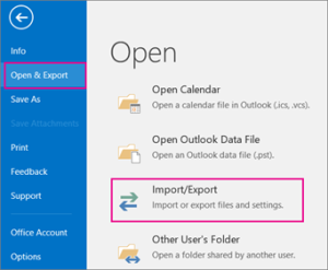 Import & Export option