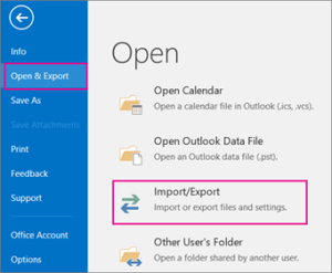 open export option