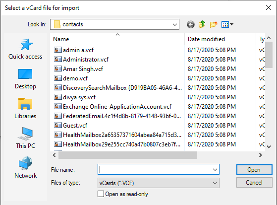 convert vCard to Excel