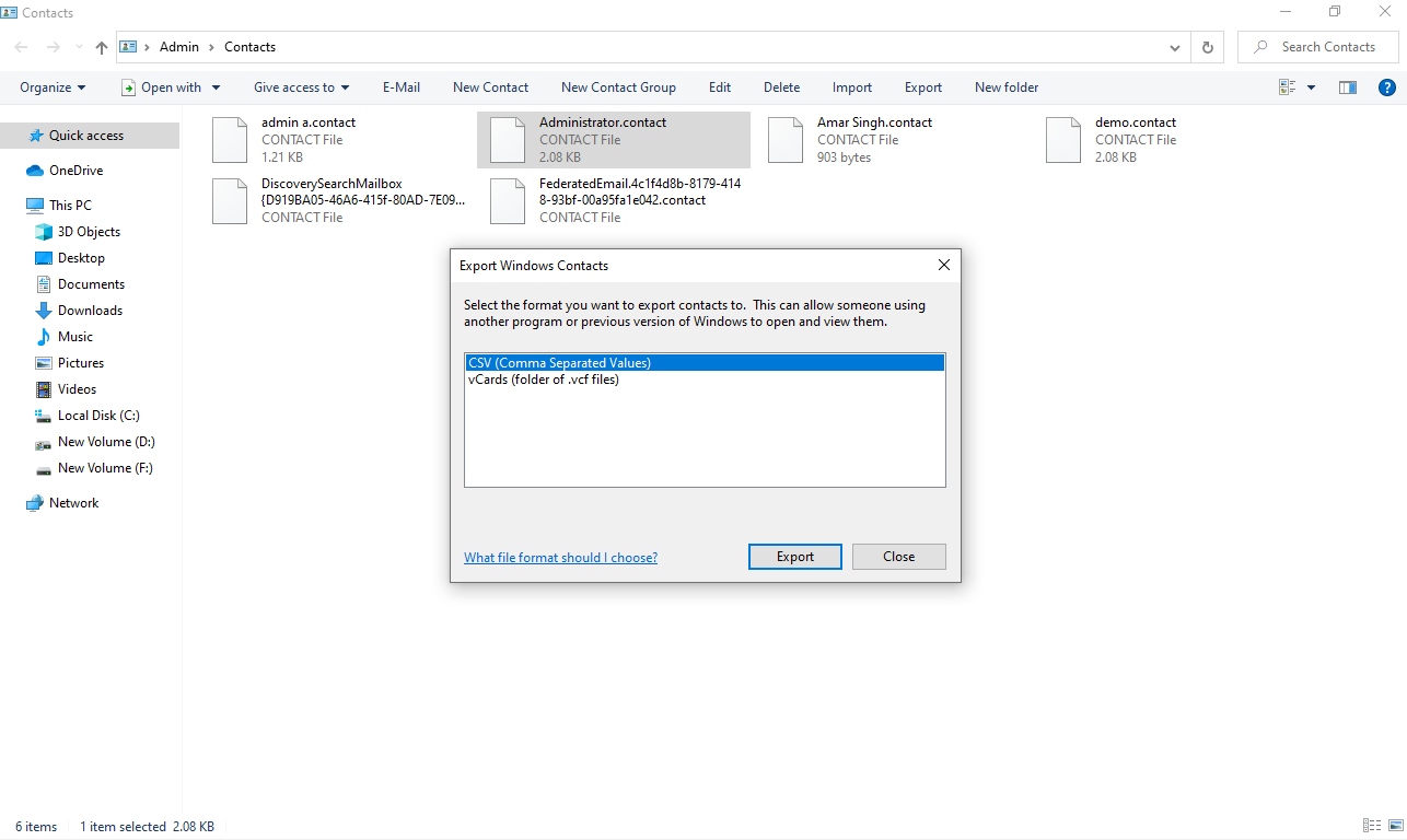 export tab
