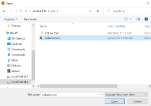 browse CSV file 