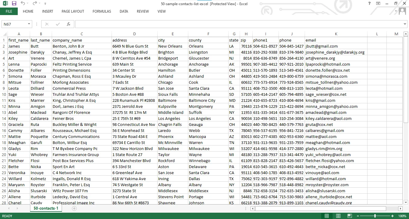 open the Excel file