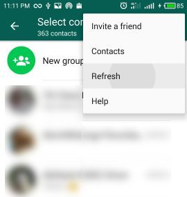 Refresh for New Contacts