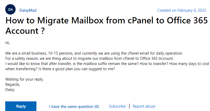 cPanel to Office 365 Migration