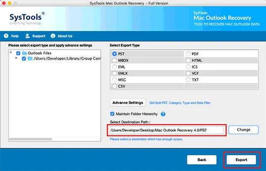 click on export button 