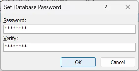 Set password for Access database
