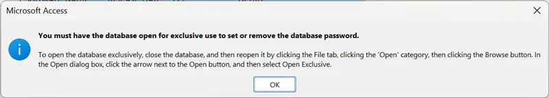 Open Access database exclusively error