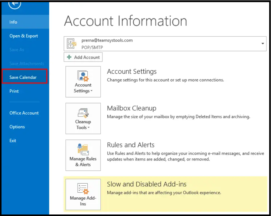 Save calendar to import ics into office 365