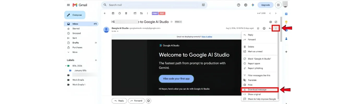 How to save Gmail Message in Hard Drive