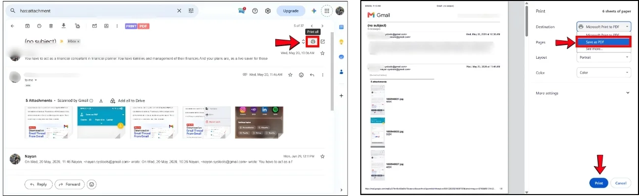 How to print entire conversation in Gmail