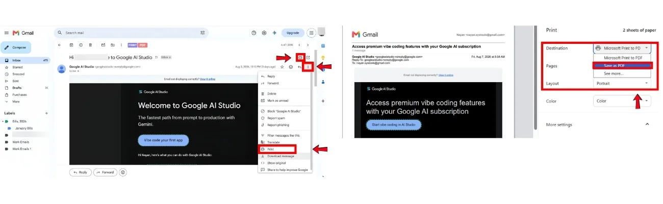 How to save a Gmail email as PDF