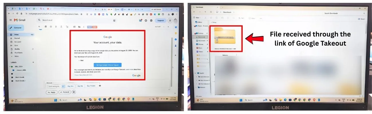 Google Takeout Download Link