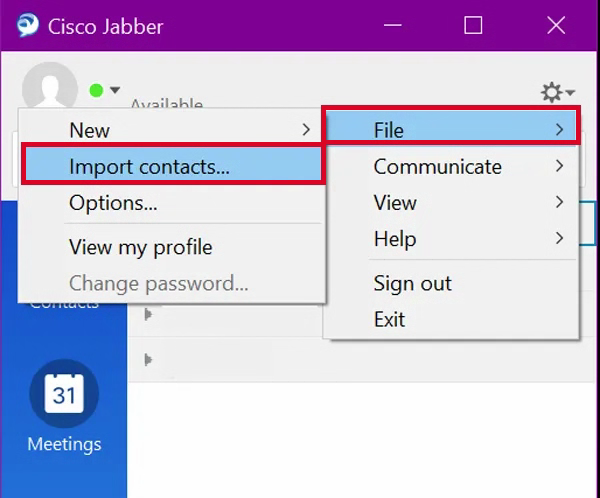 import Outlook contacts to Jabber