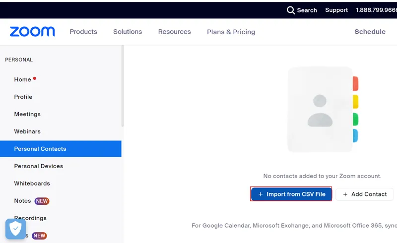 import Outlook contacts to Zoom