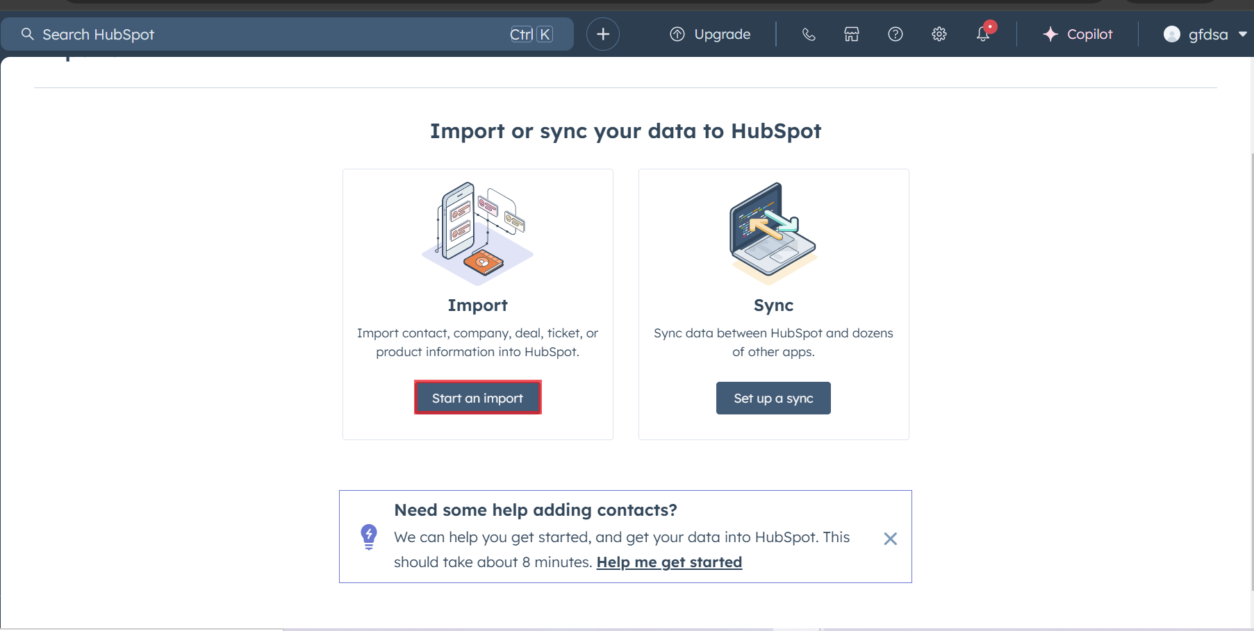 import contacts from Outlook to HubSpot