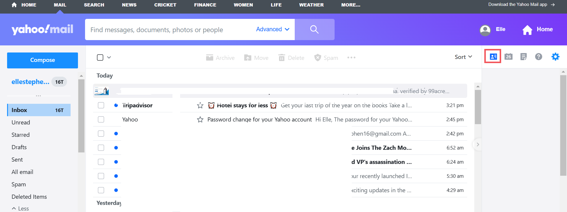 import vCard to Yahoo mail