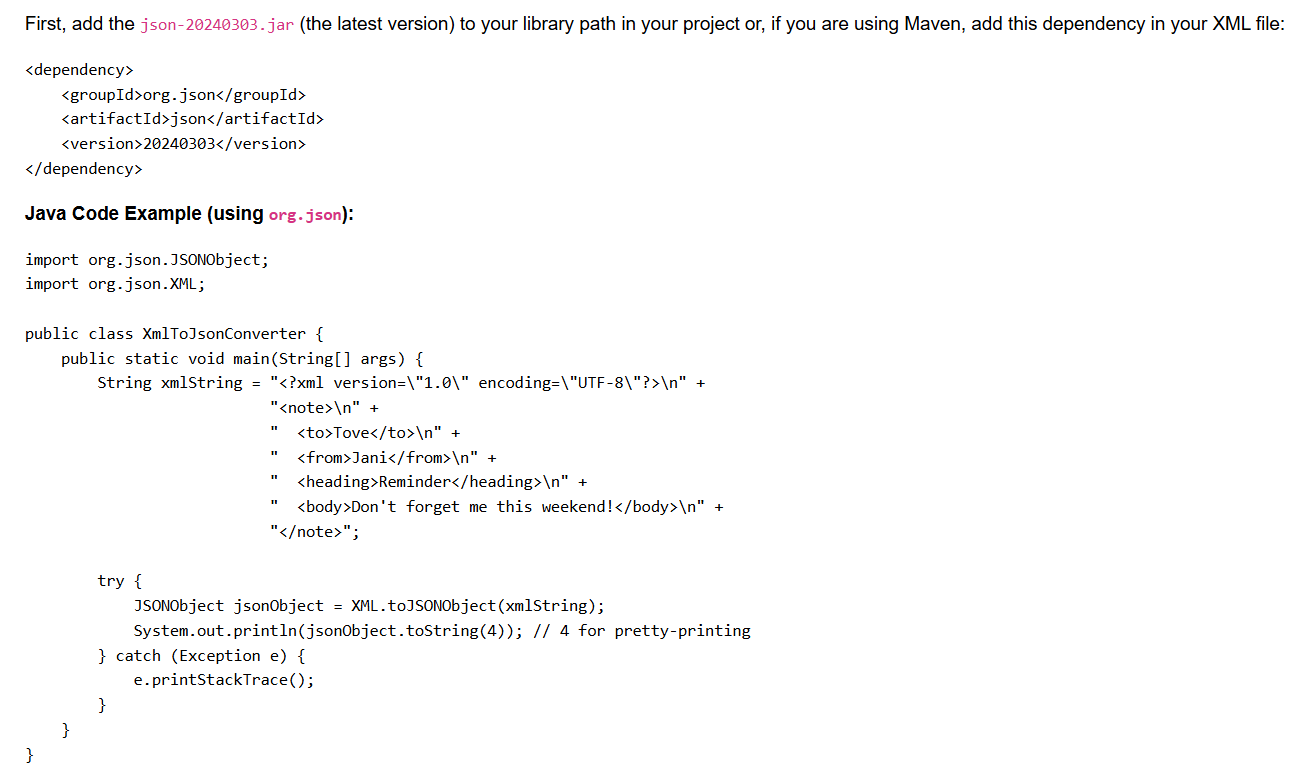 transform xml to json