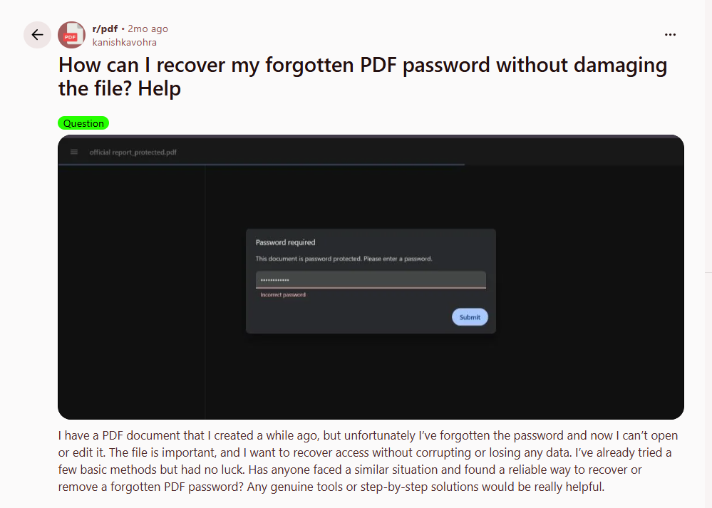 forgot pdf password
