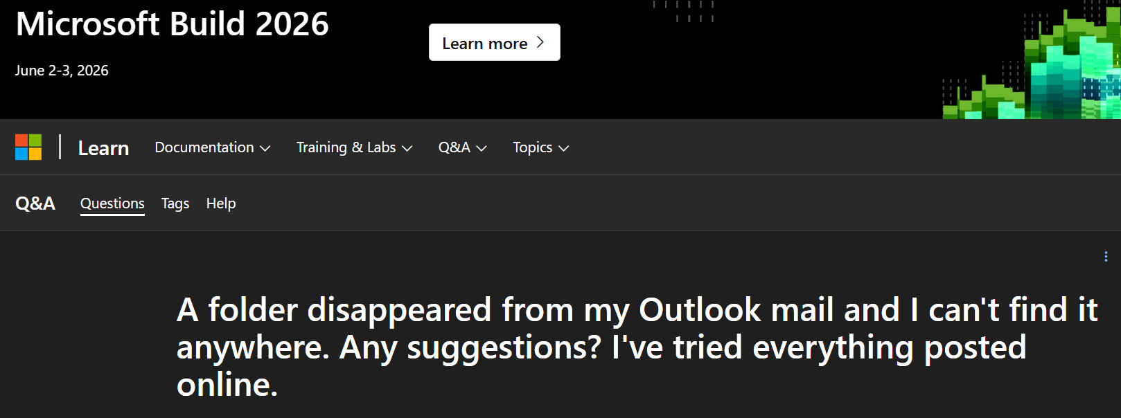 Folder Disappeared From Outlook Mail 