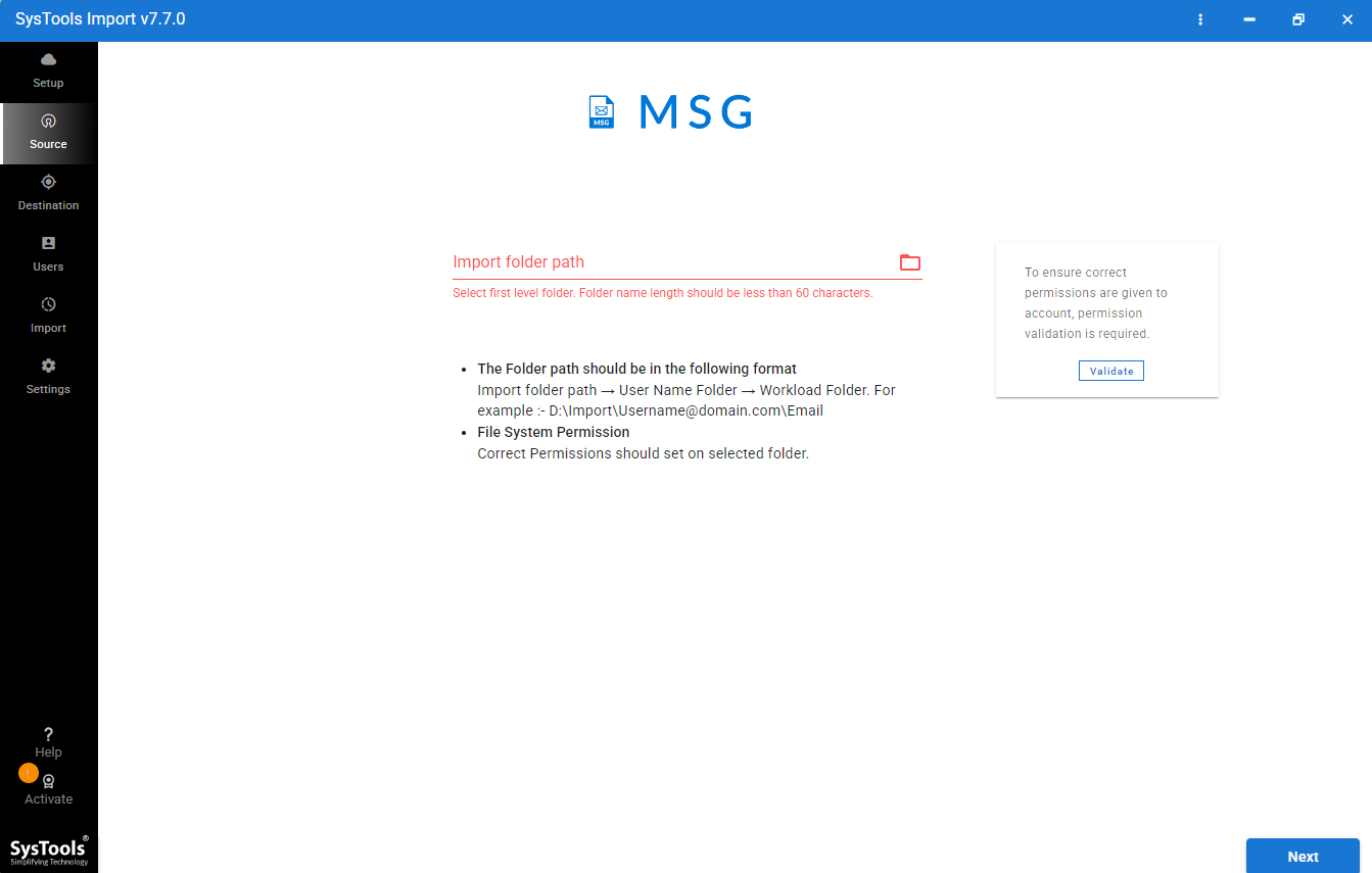 choose MSG file