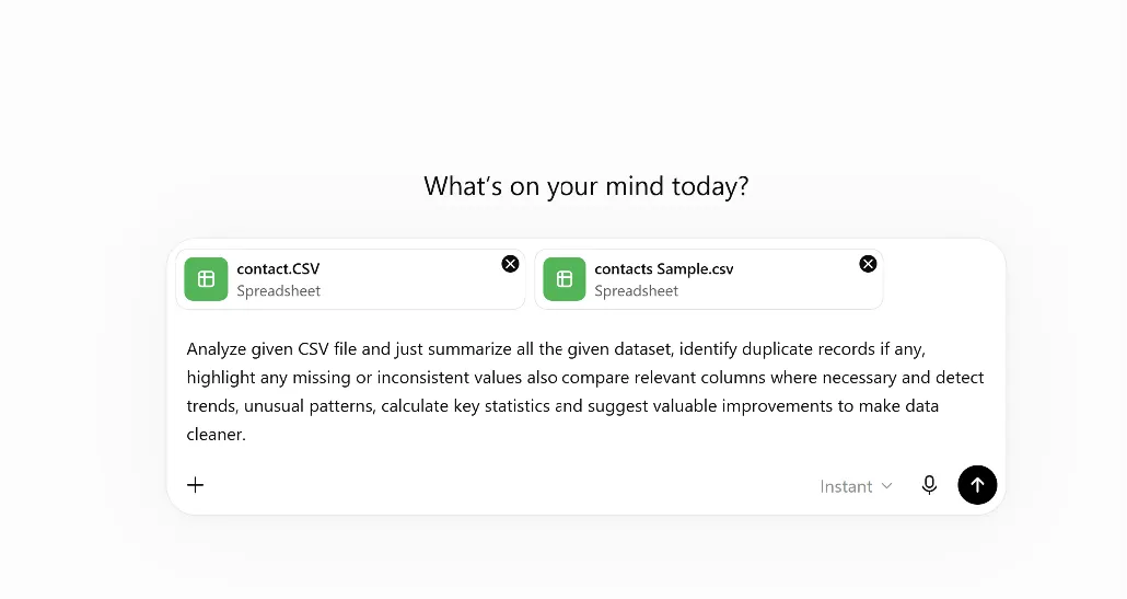 ChatGPT Prompt Given to Analyze CSV Files