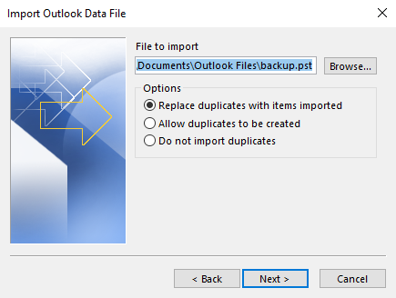 output pst file