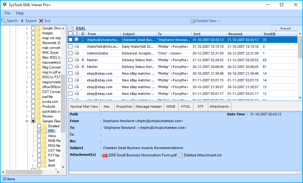 Browse EML Files