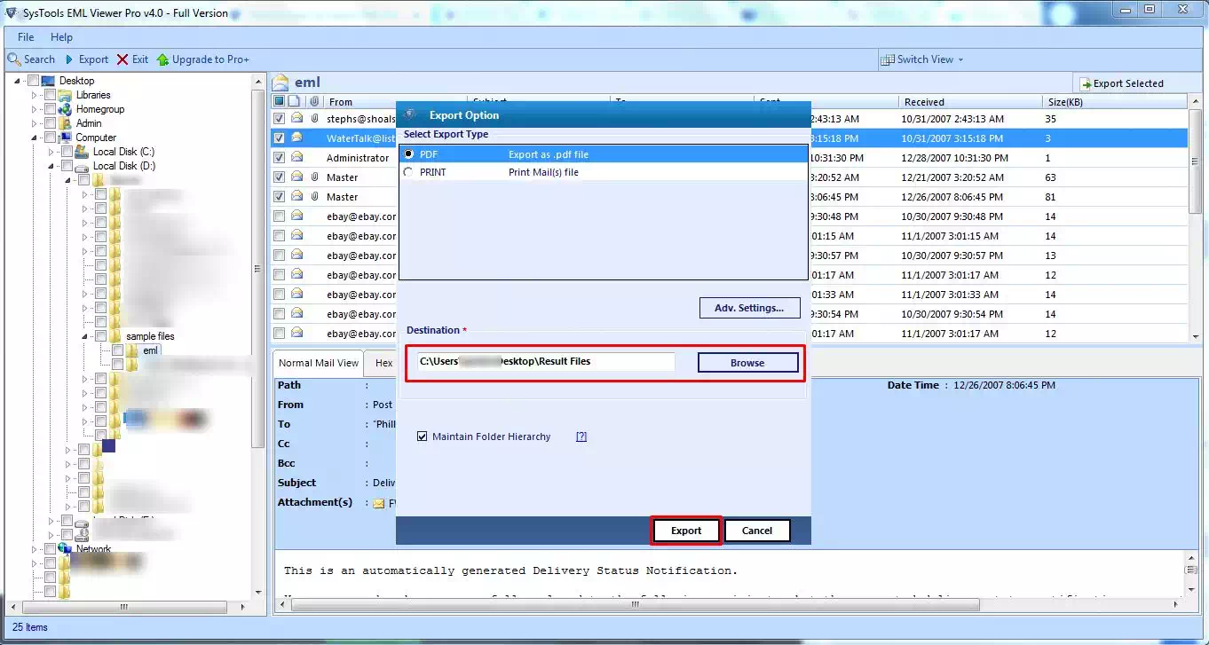 Export EML File