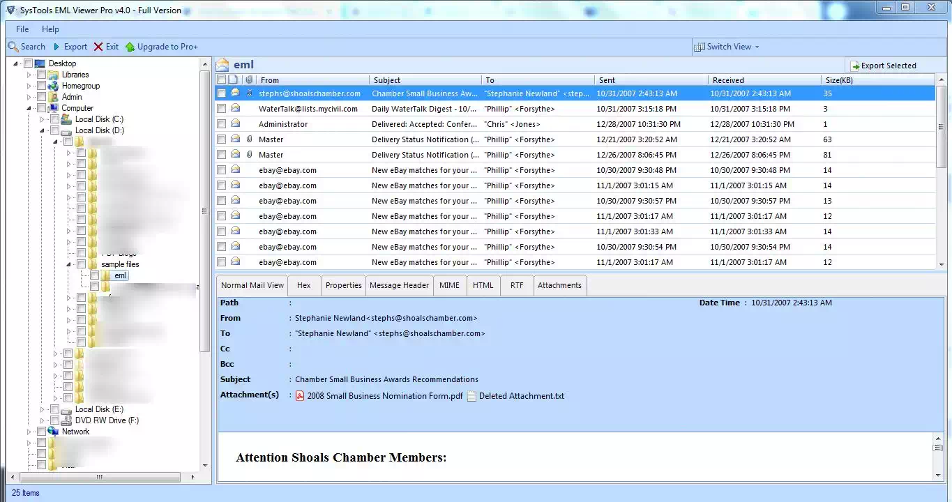 Browse EML File