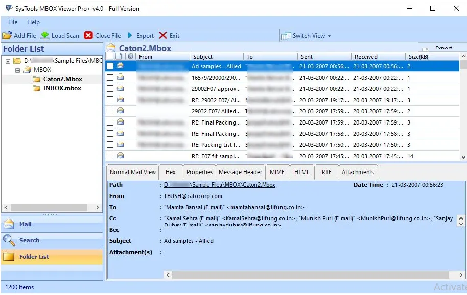 Browse MBOX Files