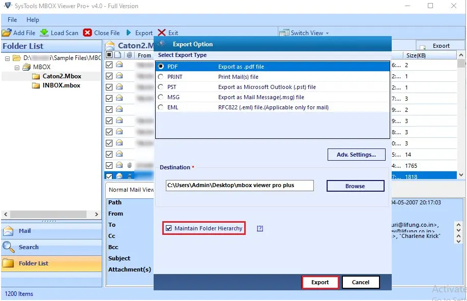 Export MBOX Files into Multiple Formats