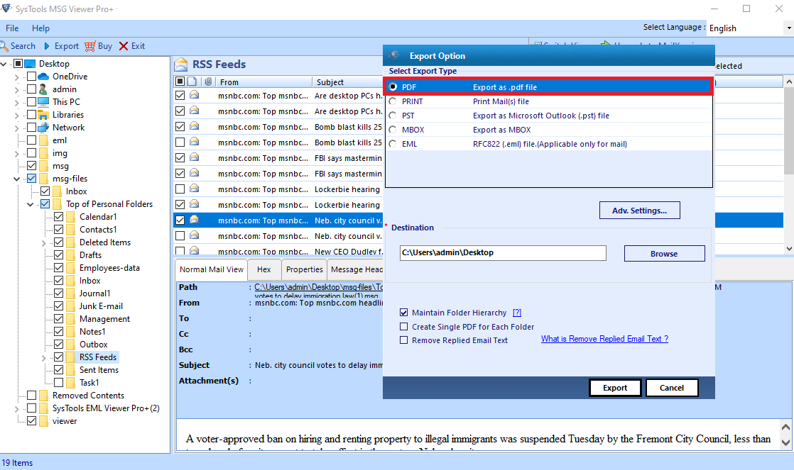 Export MSG Files to PDF